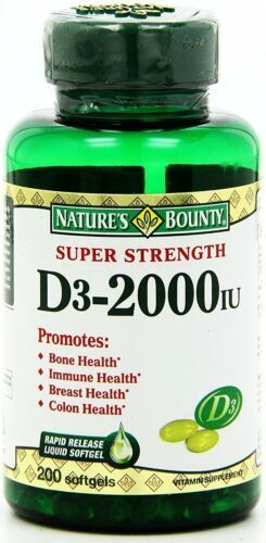Nature's Bounty Vitamin D3 2000IU Softgels Supplement Bone Immune Support 240ct