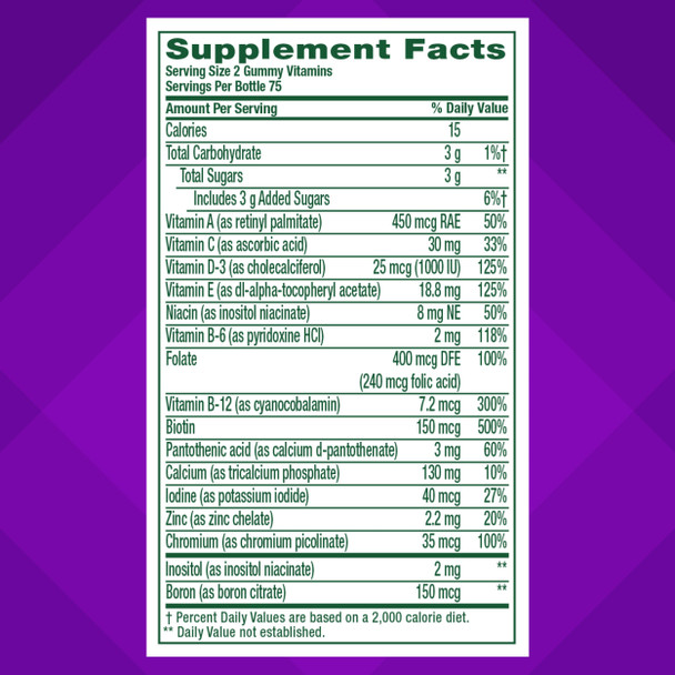 Vitafusion Womens Multivitamin Gummies, Berry Flavored Daily Vitamins for Women with Vitamins A, C, D, E, B-6 and B-12, 150 Count, 75 Day Supply, 150 Count