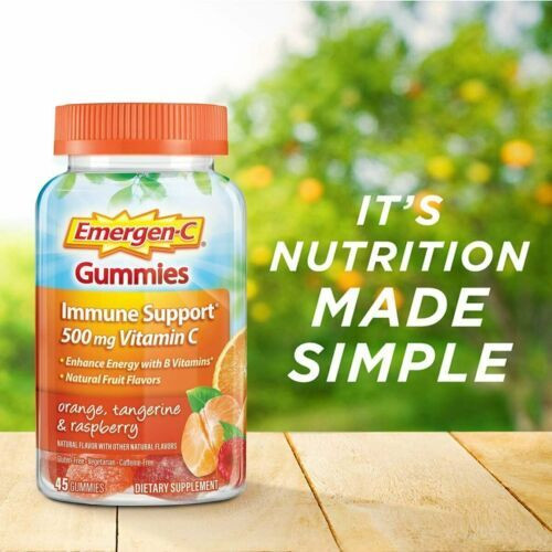Emergen-C Vitamin C Gummies 500 mg Orange Tangerine & Raspberry Flavor 45 Count
