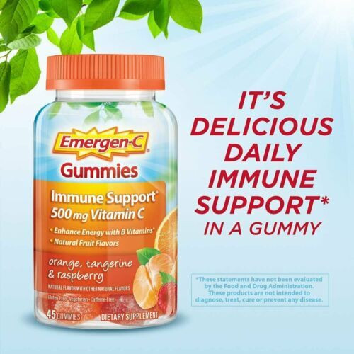 Emergen-C Vitamin C Gummies 500 mg Orange Tangerine & Raspberry Flavor 45 Count