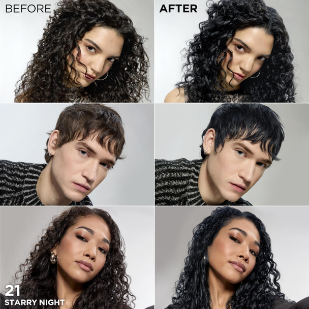 L'Oreal Paris Feria Multi-Faceted Shimmering Permanent Hair Color, 21 Starry Night (Bright Black), Pack of 1 Hair Dye Kit