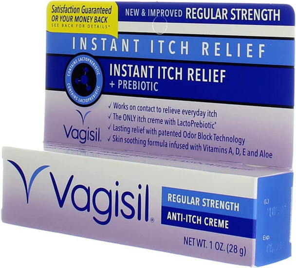 Vagisil Regular Strength Anti-Itch Feminine Cream for Women, Gynecologist Tested, Hypoallergenic, Fast-acting and Long-lasting Itch Relief, Vaginal Moisturizer Soothes and Cools, 1 oz (Pack of 1)