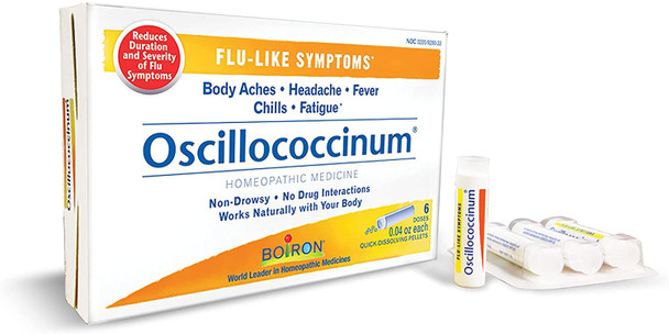 Boiron Oscillococcinum for Relief from Flu-Like Symptoms of Body Aches, Headache, Fever, Chills, and Fatigue - 6 Doses