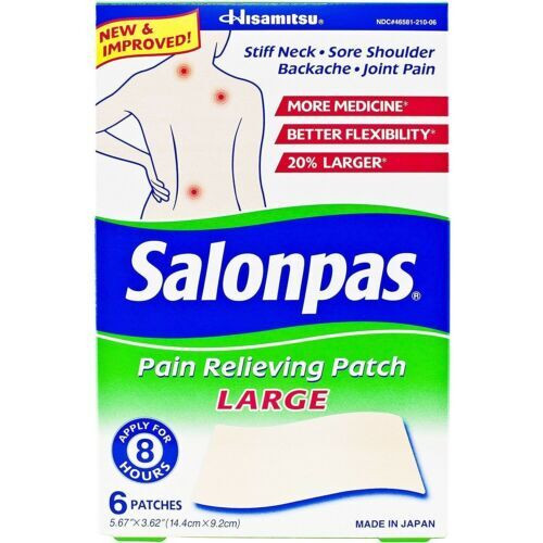 Salonpas Pain Relieving Patch Temporary Relief of Minor Aches and Pains 6 Count