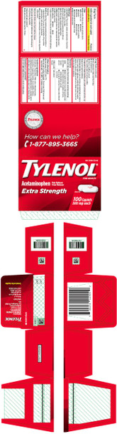 Tylenol Extra Strength Pain Relief Pills, Acetaminophen 500mg Caplets, Pain Reliever and Fever Reducer Medicine for Headache, Backache, Toothache & Minor Arthritis, 100 Count Bottle