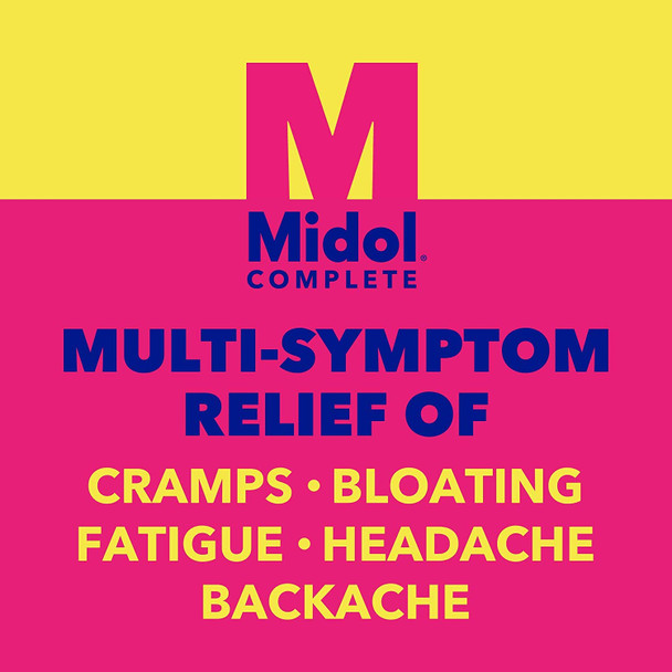 Midol Complete, Menstrual Period Symptoms Relief Including Premenstrual Cramps, Pain, Headache, and Bloating, Caplets, 24 Count