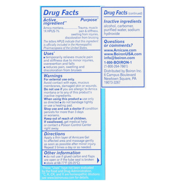 Bioron Arnicare Gel Pain Relief Homeopathic Non Greasy 1.5 Ounce