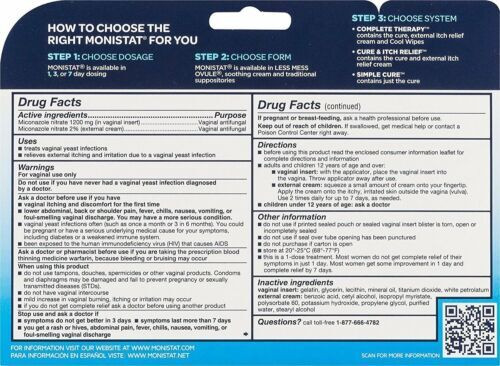 Monistat Vaginal Antifungal Day Night Ovule Cure & Itch Relief Cream 0.32 Ounce