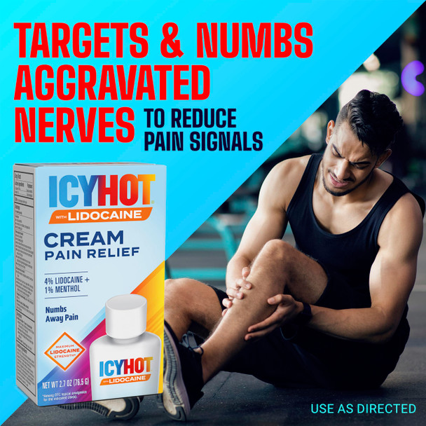 Icy Hot Max Strength Pain Relief Cream with Lidocaine Plus Menthol, 2.7 Ounces