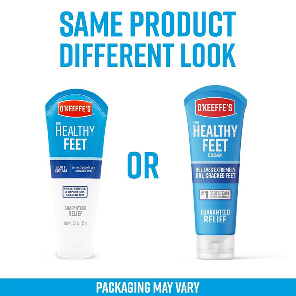 O'Keeffe's for Healthy Feet Foot Cream - 3 oz Travel Size Tube (1 Pack) - Guaranteed Relief for Extremely Cracked, Dry Feet, Repairing Skincare, Instantly Boosts and Retains Moisture Levels