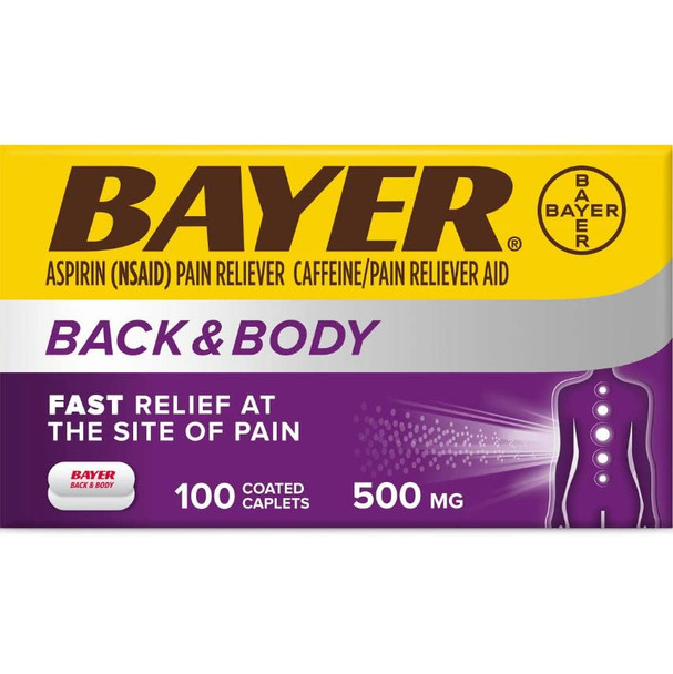 Bayer Aspirin Extra Strength, Aspirin 500mg, Pain Relief Pills, Fever Reducer and Headache Relief for Adults, 100 ct