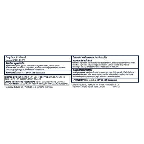 Monistat Vaginal Antifungal Treatment Ovule Insert Cure & Itch Fast Relief 3ct