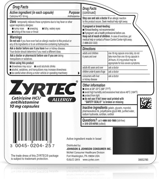 Zyrtec 24 HR Indoor/Outdoor Allergy Relief Liquid Gels Capsules, Cetirizine HCI Antihistamine, 25 ct