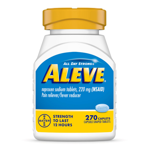 Aleve Pain Reliever & Fever Reducer Naproxen Sodium Caplets, Body Pain Relief, 270 Count
