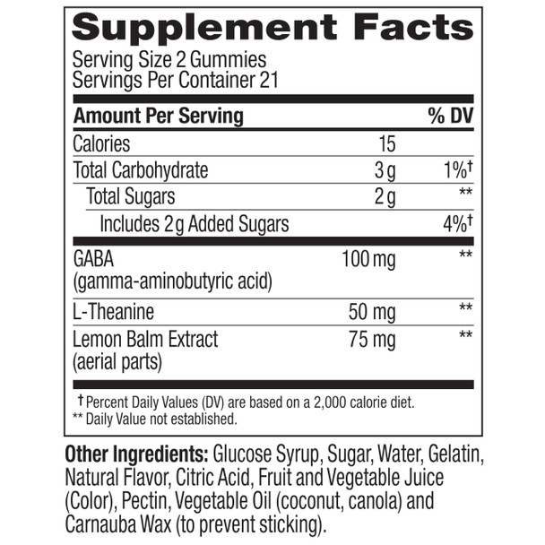 OLLY Goodbye Stress Gummy, GABA, L-Theanine, Lemon Balm, Stress Relief Supplement, Berry - 42 Count