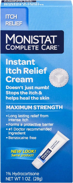 Monistat Instant Itch Relief Cream for Women, Maximum Strength Feminine Itch Care, 1 oz