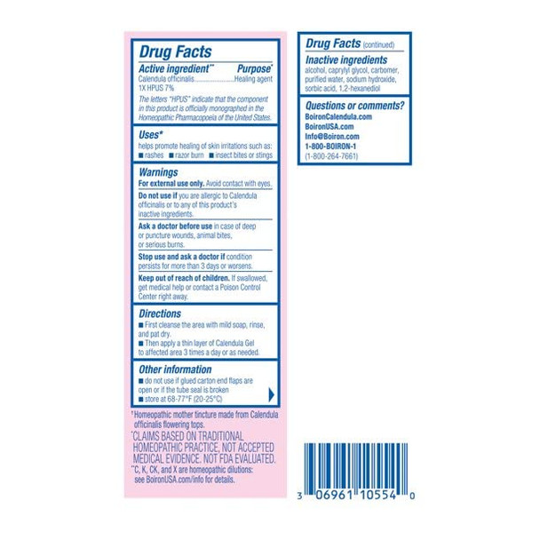 Boiron Calendula Gel for Relief from Rashes, Razor Burn, or Insect Bites - Non-Greasy and Fragrance-Free - 1.5 oz