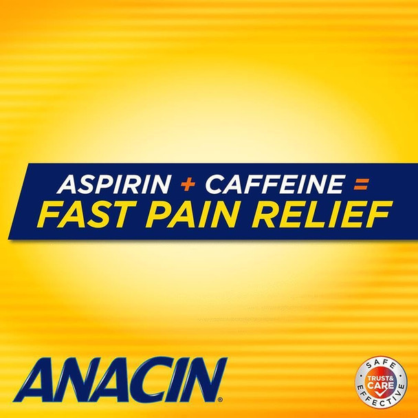 Anacin Aspirin & Caffeine Fast Pain Relief, Eases Minor Aches and Pains Due to Headache, Muscle Aches & Arthritis, 300 Count