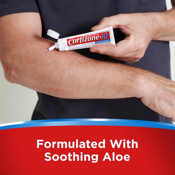 Cortizone-10 Maximum Strength Soothing Aloe Itch Relief Cream, 1% Hydrocortisone, Fast-Acting, Anti-Itch Cream for Bug Bites, Rash, Eczema, Psoriasis, Poison Ivy, Oak, Sumac & More, 1 oz