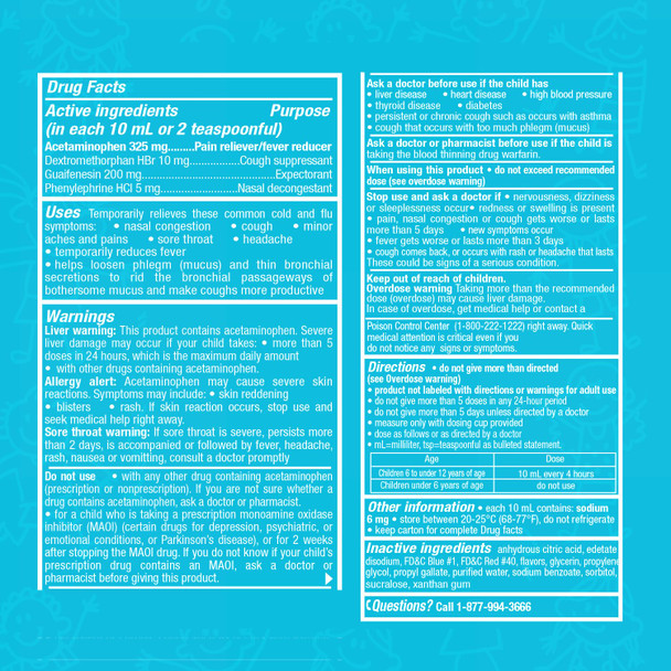 TUKOL Children's Cold & Flu Kids Cold and Flu Medicine, Children's Cough and Cold Medicine, Multi-Symptom Relief for Fever, Aches, Nasal Congestion, Berry-Flavored, 4 fl oz