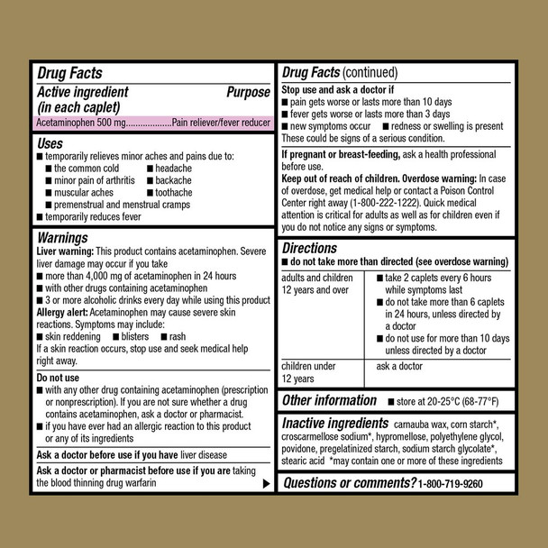 GoodSense Extra Strength Pain Relief - Acetaminophen Caplets 500 mg - Headache, Muscle Ache, Arthritis Relief, 100 Count