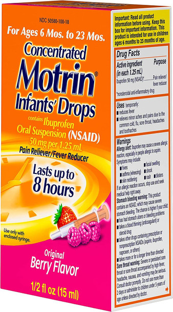 Motrin Infant's Oral Suspension Berry Pain Reliever/Fever Reducer, 0.5 Ounce