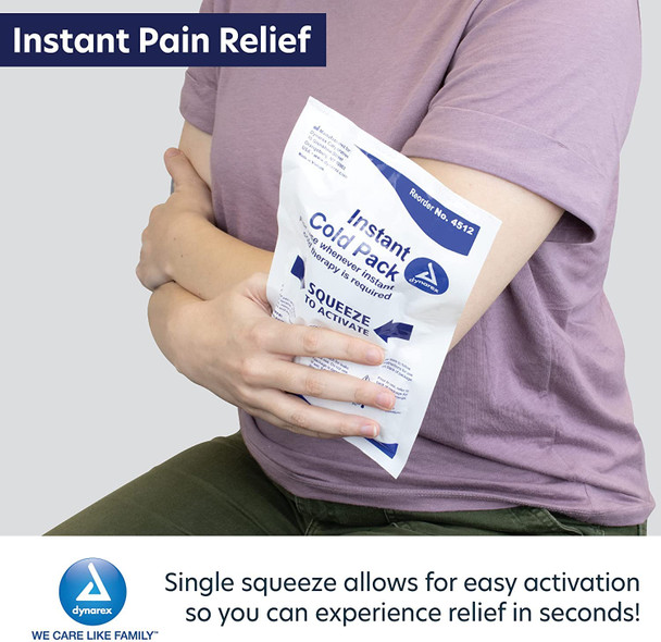 Dynarex Disposable Ice Packs for Injuries - Instant Cold Packs for First Aid, Swelling, Sprains & Abrasions - Single Use Cold Pack & Cold Compress Packs for Joint & Muscle Pain - 24-Pack, 5x9-Inch