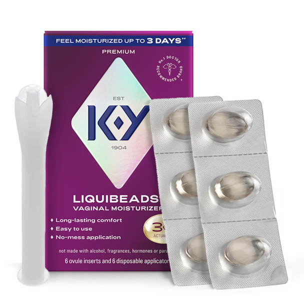 K-Y Liquibeads Vaginal Moisturizer for Women, Silicone Lube Vaginal Suppository, Vaginal Lubricant Helps Reduce Pain Due to Vaginal Dryness, 6 Vaginal Suppositories & 6 Vaginal Applicators
