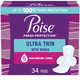 Poise Ultra Thin Incontinence Pads with Wings & Postpartum Incontinence Pads, 5 Drop Maximum Absorbency, Long Length, 34 Count