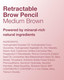 Mineral Fusion Retractable Brow Pencil (Medium Brown) - TZR 2025 Beauty Heroes Award Winner - Shape & Define Eyebrow with Blending Spoolie Brush - Velvety Smooth, Long-Lasting Color - Vegan Formula