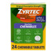 Zyrtec 24 Hour Allergy Relief Chewable Tablets, 10 mg Cetirizine Hydrochloride Antihistamine, Dye-Free Allergy Medicine for Runny Nose, Sneezing, Itchy, Watery Eyes, Indoor & Outdoor Allergies, 24 ct