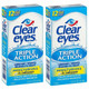 Clear Eyes Triple Action Lubricant Eye Drops Relieves Redness 0.5 Oz Pack of 6