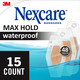 Nexcare Max Hold Waterproof Bandages, Stays On for 48 Hours, Flexible Bandages for Fingers, Knees and Heels - 15 Pack Clear Waterproof