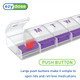 EZY DOSE Weekly (7-Day) Pill Case, Medicine Planner, Daily Vitamin Organizer Box, X-Large Push-Button Compartments, Convenient and Easy to Use, Arthritis Friendly, Clear Lids, Color May Vary, BPA Free