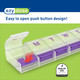 EZY DOSE Weekly (7-Day) Pill Case, Medicine Planner, Daily Vitamin Organizer Box, X-Large Push-Button Compartments, Convenient and Easy to Use, Arthritis Friendly, Clear Lids, Color May Vary, BPA Free