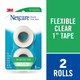 Nexcare Flexible Clear First Aid Tape, 1 Inch x 10 Yard Roll, 2 Count
