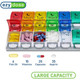 EZY DOSE Weekly (7-Day) Pill Case, Medicine Planner, Vitamin Organizer, 2 Times a Day AM/PM, Removeabale Trays, Large Push Button Compartments, Easy to Use, Arthritis Friendly, Rainbow Lids, BPA Free