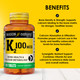 MASON NATURAL Vitamin K2 100 mcg with Calcium, Supports Bone, Heart & Muscle Health, 100 Tablets