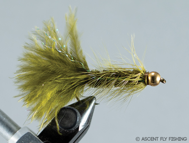Fly Fishing Flies (Bass, Bream, Trout) Bead Head Flash-A-Bugger Brown (6  flies)