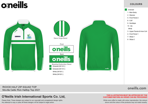Moville Celtic Rick Squad Half Zip Top (Adults)