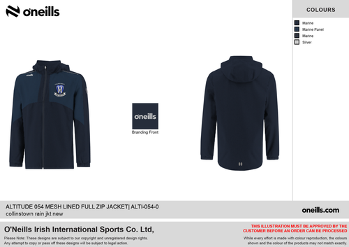 Collinstown FC Altitude Full Zip Mesh Lined Rain Jacket (Adults)