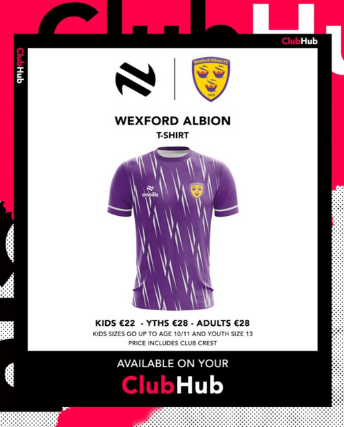 Wexford Albion FC Lincoln T-Shirt Purple - White (Youths)
