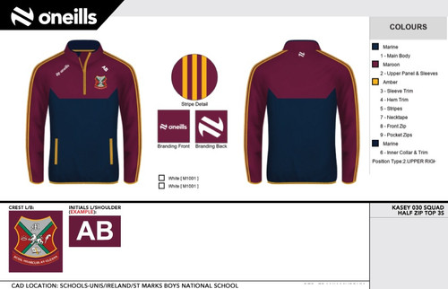 St Marks Boys National School - The Glen Kasey Squad Half Zip Top (Kids)