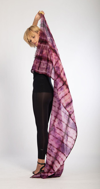 CASHMERE SHAWL: FEATHERWEIGHT - Plaid Raspberry Rust Illusions CASHMERE SHAWL: FEATHERWEIGHT - Plaid Raspberry Rust Illusions