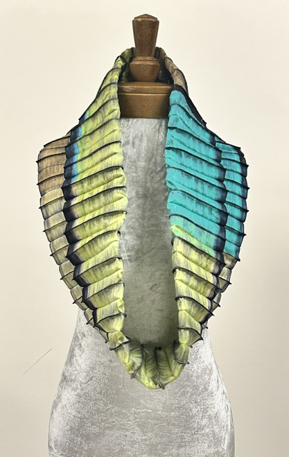 ACCORDION BONBON LOOP: #214 Lime-Turquoise-Taupe   11 " Wide