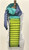 ACCORDION BONBON LONG & SKINNY SCARF:  #210 Periwinkle-Lime-Turquoise  6" x 98"