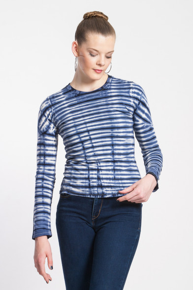 TIGER SHIBORI T-SHIRT: Indigo+White