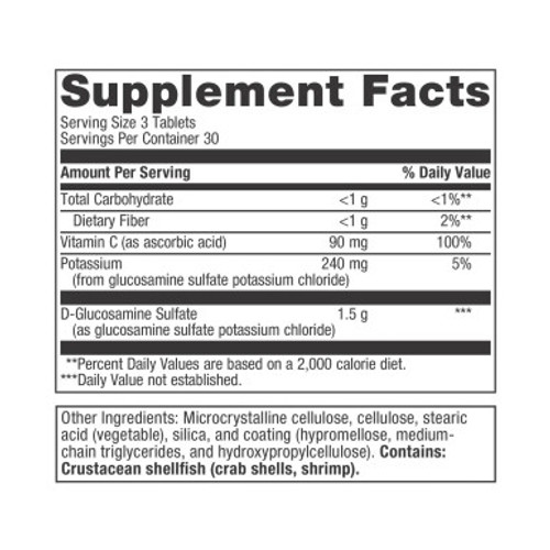 Glucosamine Sulfate 90T label  by Metagenics