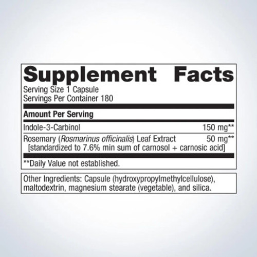 Indole-3-Carbinol 180ct label by metagenics