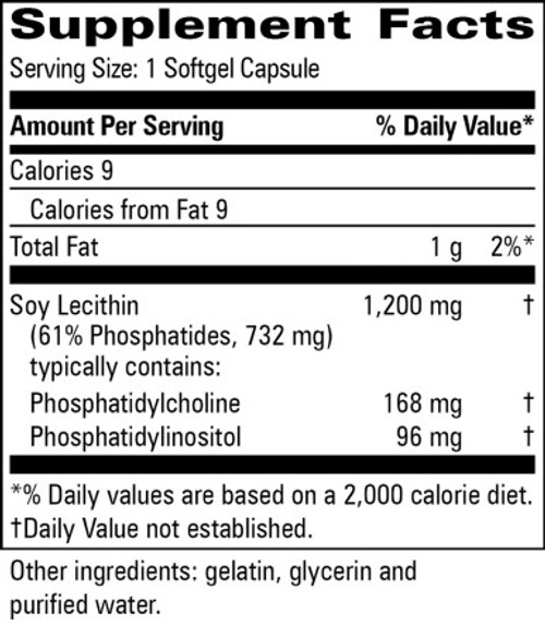 Lecithin 1200mg 100sg label by Progressive Labs